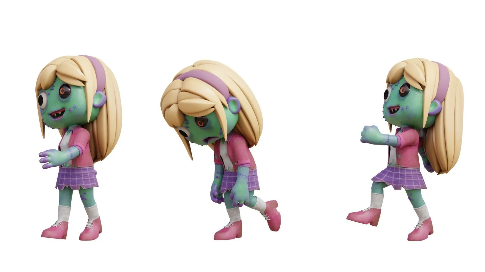 Cartoon Female Zombie 3D model render